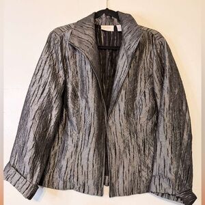 Chico's Metallic Silver Textured Blazer